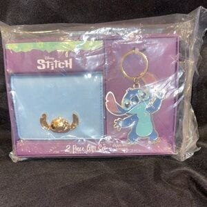 Bioworld Blue and Purple Stitch Wallet and Keychain Set